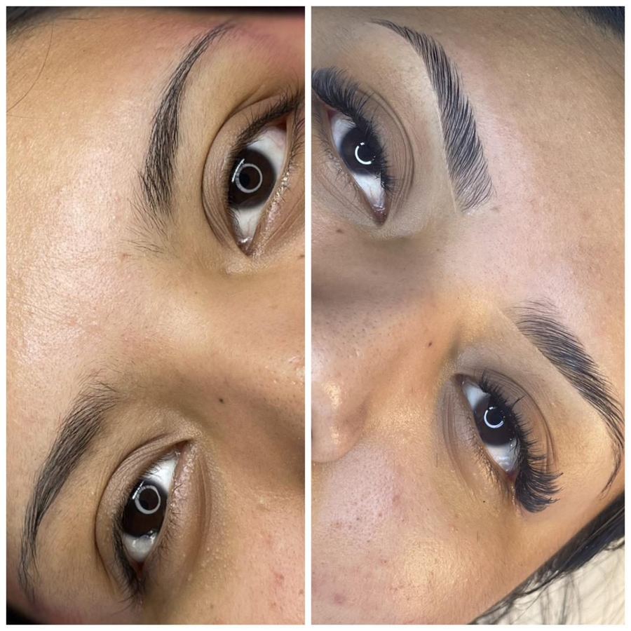Brow lamination, before and after